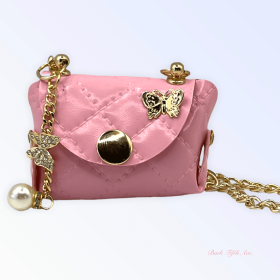 Pink Quilted Butterfly Pick-Up Bag