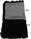 Luxurious Plush Pet Blanket Black Chevron 1/2 Size