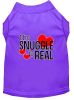 The Snuggle is Real Screen Print Dog Shirt Purple Med