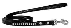 Clear Jewel Croc Leash Black 1/2'' wide x 6' long