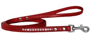 Clear Jewel Croc Leash Red 1/2'' wide x 6' long