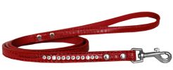 Clear Jewel Croc Leash Red 1/2'' wide x 4' long