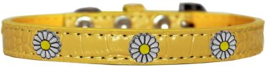 White Daisy Widget Croc Dog Collar Yellow Size 10