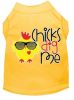 Chicks Dig Me Screen Print Dog Shirt Yellow XXXL