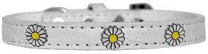 White Daisy Widget Croc Dog Collar White Size 18