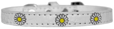 White Daisy Widget Croc Dog Collar