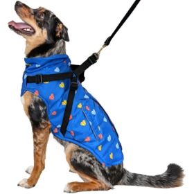 Fashion Pet Puffy Heart Harness Coat (Color: Blue, size: large)