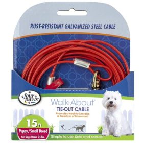 Four Paws Walk-About Puppy Tie-Out Cable for Dogs (size: 15' Long - Up to 25 lbs)