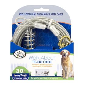 Four Paws Walk-About Tie-Out Cable Heavy Weight for Dogs (size: 30' Long - Up to 100 lbs)