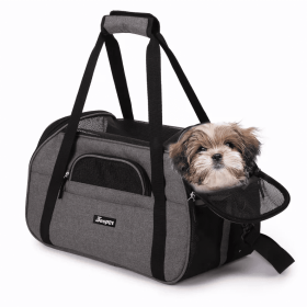 JESPET Soft-Sided Kennel Pet Carrier for Small Dogs, Cats, Puppy, Airline Approved Cat Carriers Dog Carrier Collapsible, Travel Handbag & Car Seat (Color: Smoke Grey, size: 19" x 10" x 13")