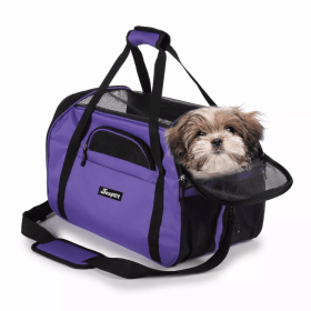 JESPET Soft-Sided Kennel Pet Carrier for Small Dogs, Cats, Puppy, Airline Approved Cat Carriers Dog Carrier Collapsible, Travel Handbag & Car Seat (Color: Purple, size: 19" x 10" x 13")