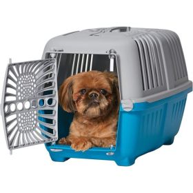 MidWest Spree Plastic Door Travel Carrier Blue Pet Kennel (Color: Blue, size: small)