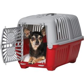 MidWest Spree Plastic Door Travel Carrier Red Pet Kennel (Color: Red, size: X-Small)