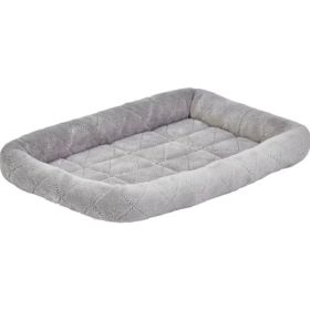 MidWest Quiet Time Deluxe Diamond Stitch Pet Bed Gray for Dogs (Color: Gray, size: medium)