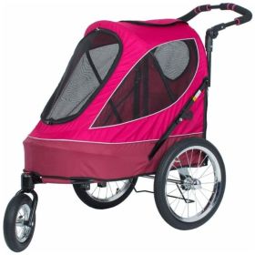 Petique All Terrain Pet Jogger Stroller for Dogs and Cats Berry (Color: Berry)