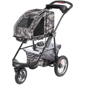 Petique 5-in-1 Pet Stroller Travel System (Color: Army Camo)