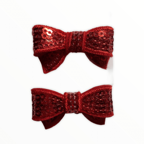 Mini Sequin Hair Bow Clips (Color: Red, size: )