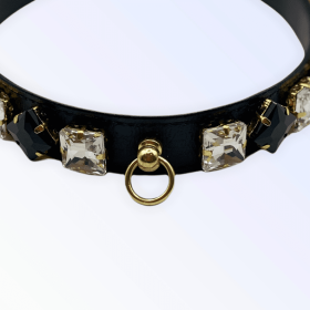 My Rhinestone Glam Collar (Color: Black, size: 14")