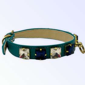 My Rhinestone Glam Collar (Color: Blue, size: 12")