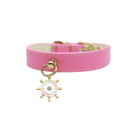 Nautical Dog Charm Collar (Color: Pink, size: 20")