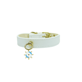 Nautical Dog Charm Collar (Color: White, size: 18")