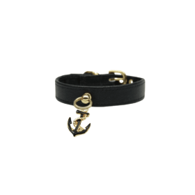 Nautical Dog Charm Collar (Color: Black, size: 12")