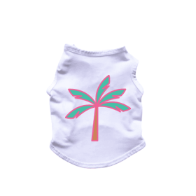 Palm Tree Tank Top (Color: White, size: medium)