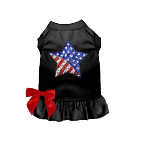 Patriotic Star Dress/Tee (Color: Black, size: small)