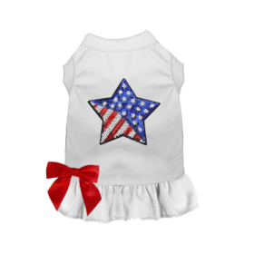 Patriotic Star Dress/Tee (Color: White, size: large)