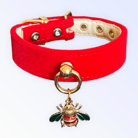 Red Velvet Bee Collar (size: 16")