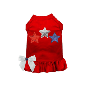 Red, White, & Blue Stars Tee/Dress (Color: Red, size: small)