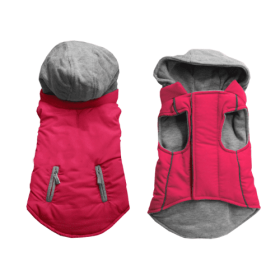 Reversible Hooded Coat (Color: Pink, size: medium)