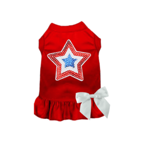 Sequin Star Dress/Tee (Color: Red, size: small)