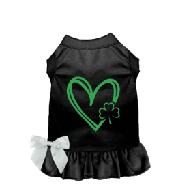 Shamrocks & Hearts Dog Dress/Shirt (Color: Black, size: small)