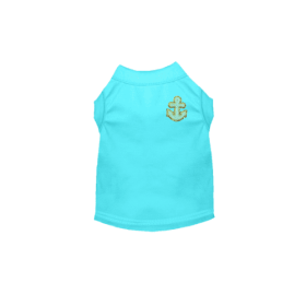 Chenille Embroidered Anchor Dog Shirt (Color: Blue, size: X Small)