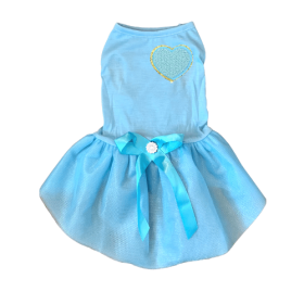 Chenille Heart Dress (Color: TEAL HEART, size: X Small)