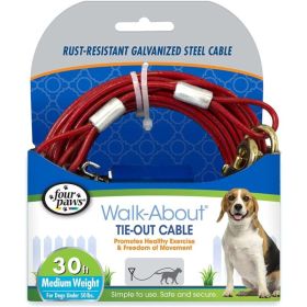 Four Paws Dog Tie Out Cable - Medium Weight (Color: Red, size: 30' L)