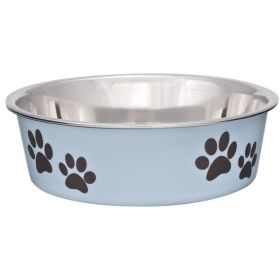 Loving Pets Stainless Steel & Light Blue Dish with Rubber Base (Color: light blue, size: small)