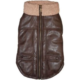 Fashion Pet Brown Bomber Dog Jacket (size: medium)