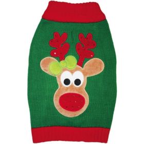 Fashion Pet Green Reindeer Dog Sweater (size: LargeColor)