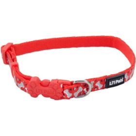 Li'L Pals Reflective Collar (Color: Red with Bones, size: 6-8"L x 3/8"W)