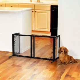 Richell Small Freestanding Metal Mesh Pet Gate (Color: Black, size: small)